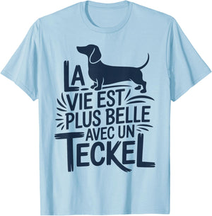 Dachshund Dog Cute Quote Funny Life with A Dachshund T-Shirt - T-Shirt | Light Blue