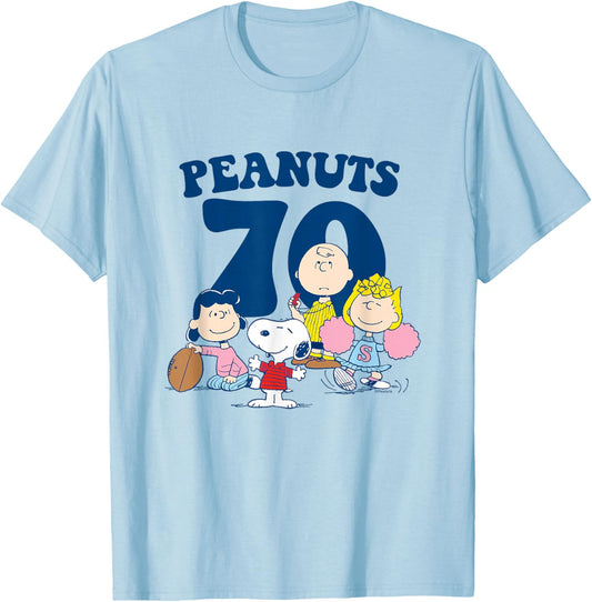 Peanuts - Snoopy Charlie Lucy Sally Football 70 Group T-Shirt - T-Shirt | Light Blue