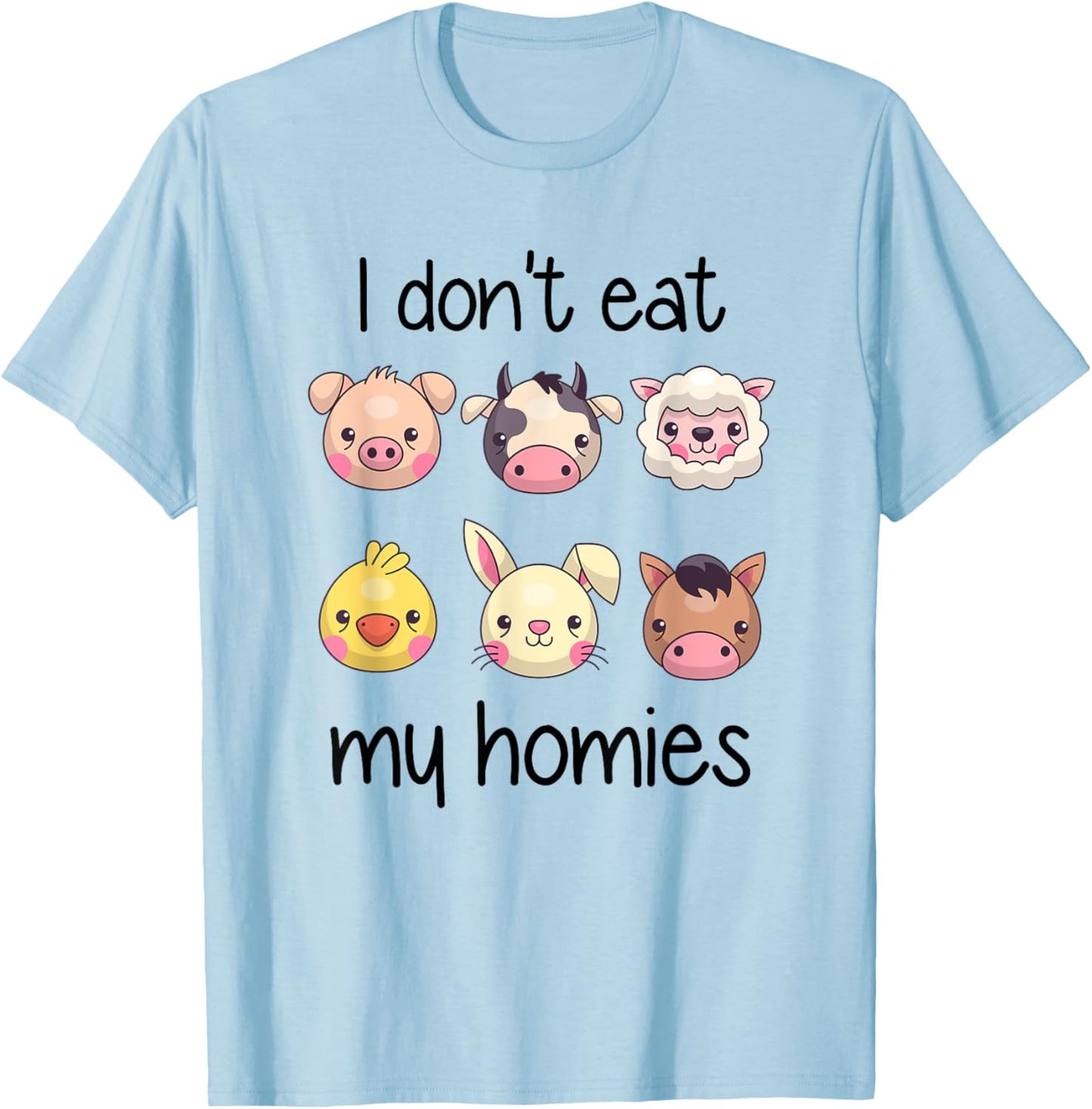 I Don't Eat My Homies Vegan Shirt Kids Toddler Boys Girls T-Shirt - T-Shirt | Light Blue