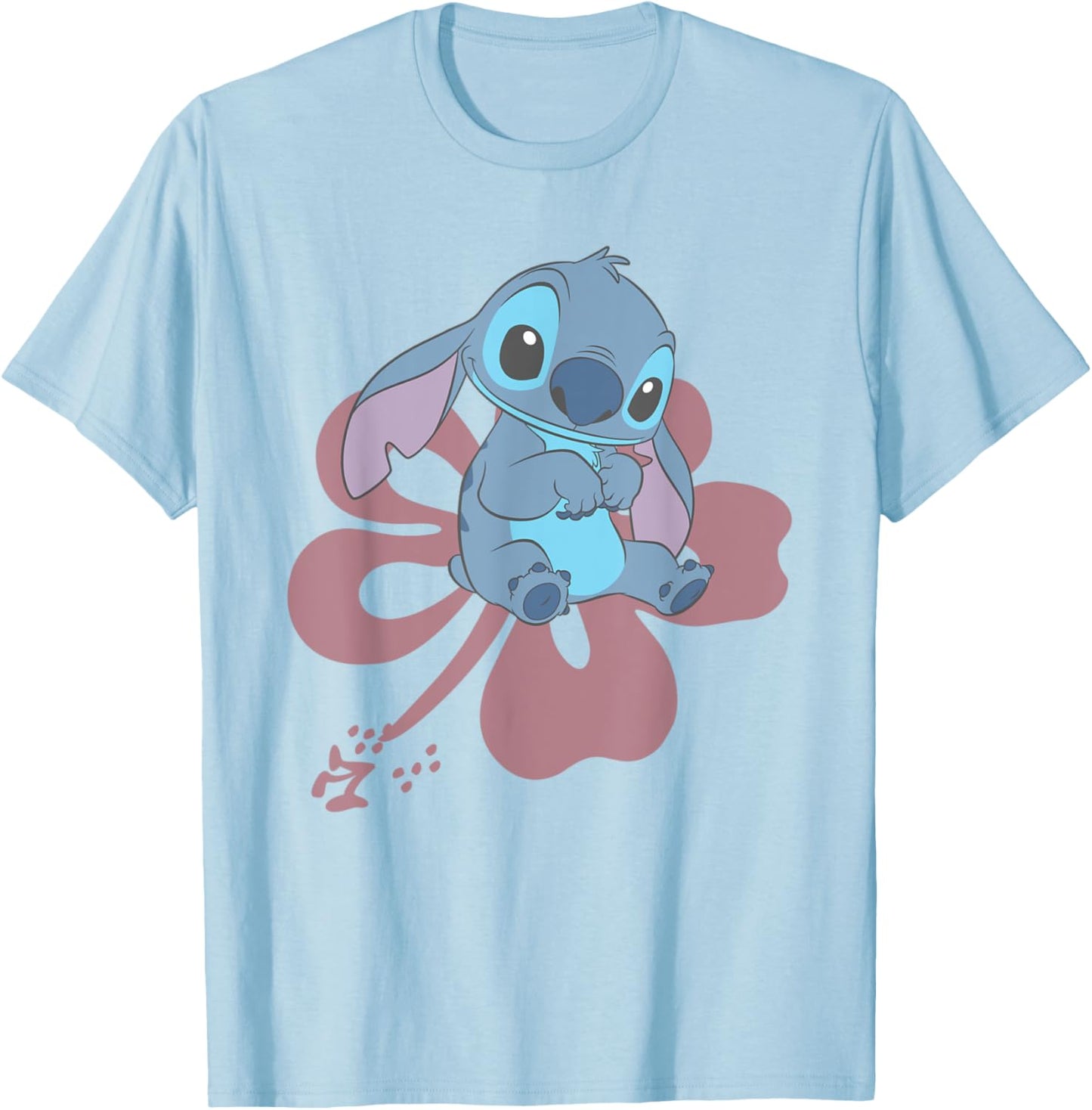 Lilo And Stitch Sitting On Flower T-Shirt - T-Shirt | Light Blue