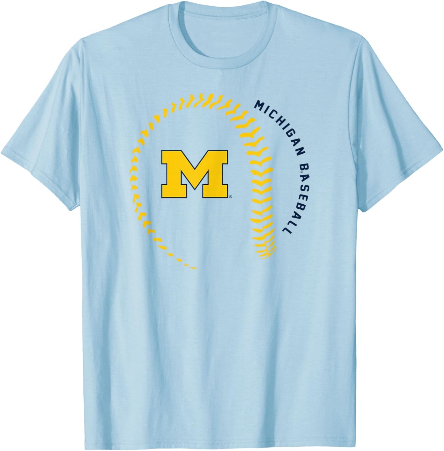 Michigan Wolverines Baseball Fastball White T-Shirt - T-Shirt | Light Blue