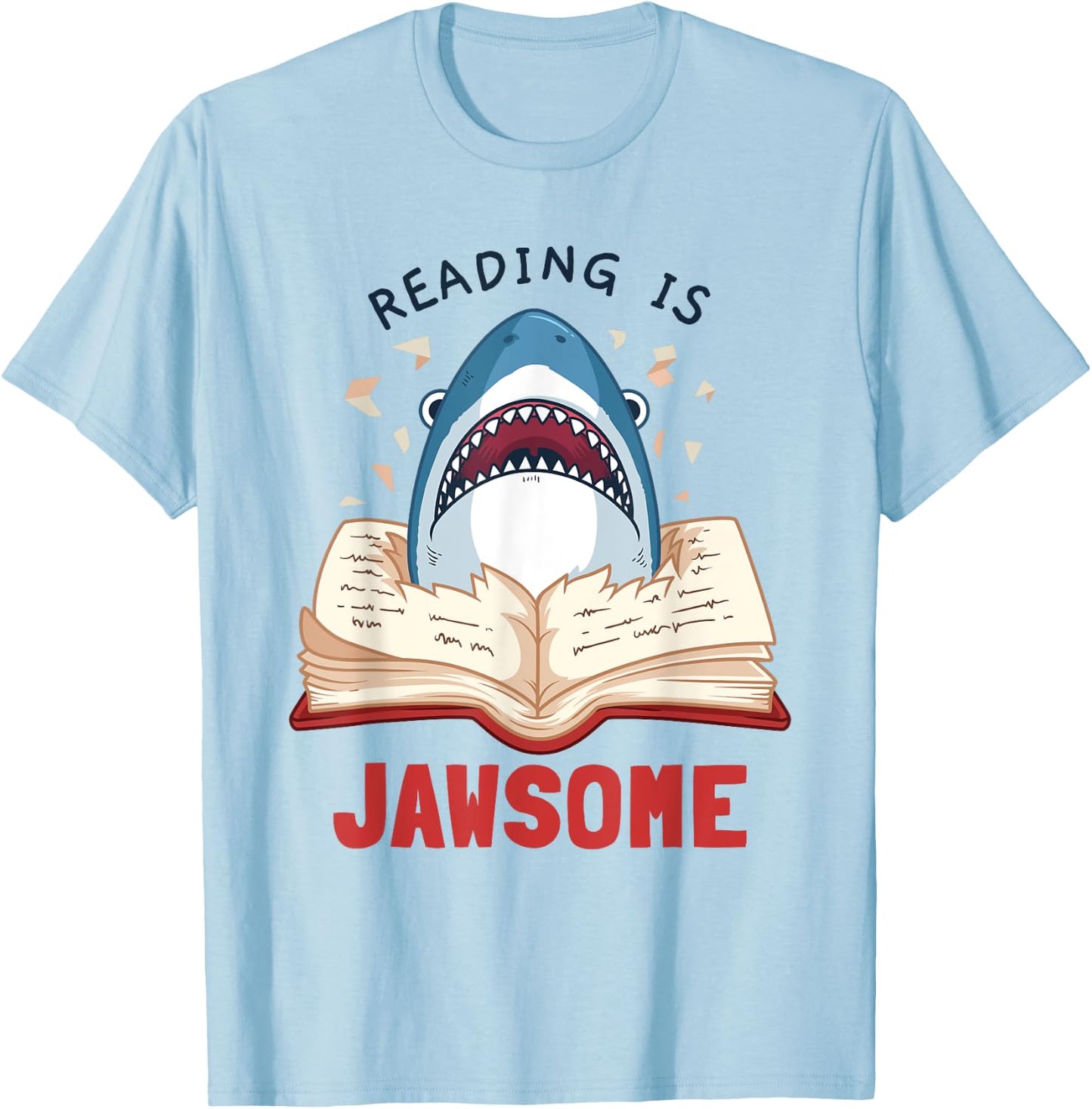 Reading Is Jawsome Bookworm Shark Book Lover Gift Kids T-Shirt - T-Shirt | Light Blue