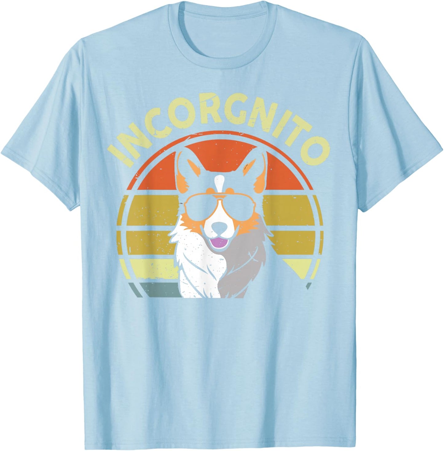 Incognito Tricolor Corgi Men Women Funny Mom Dad Lover Retro T-Shirt - T-Shirt | Light Blue