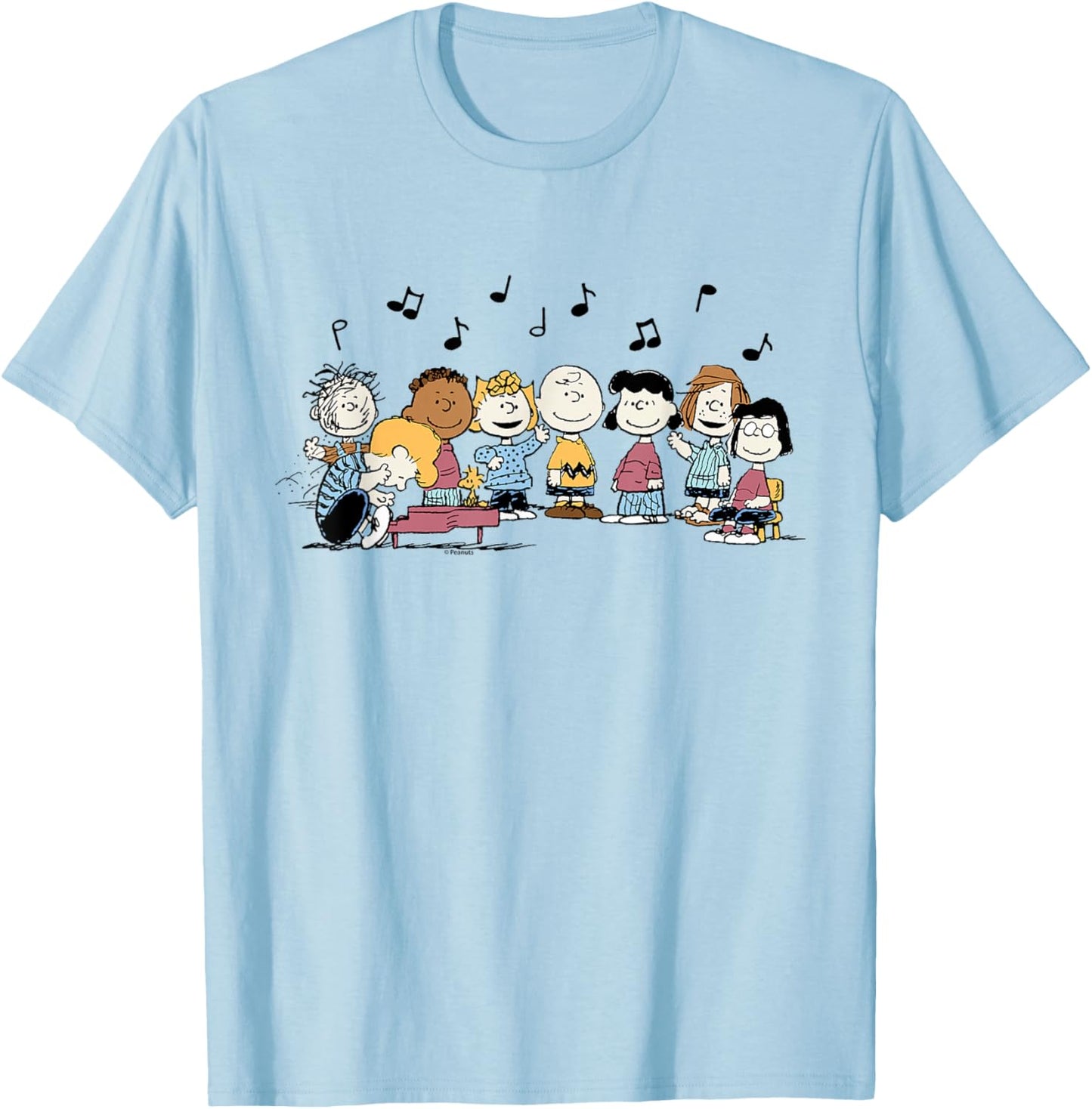 Peanuts - Schroeder Pigpen Franklin Lucy Charlie Sally Music T-Shirt - T-Shirt | Light Blue