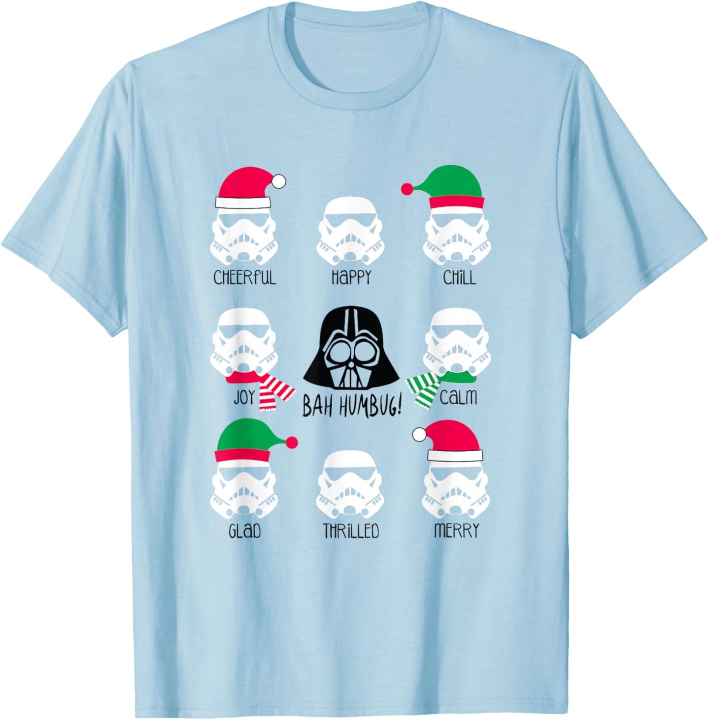 Star Wars Christmas Darth Vader Army Bah Humbug! Moods T-Shirt - T-Shirt | Light Blue