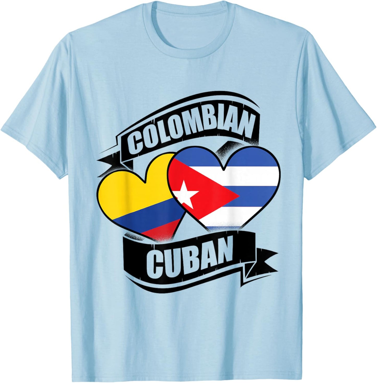 Colombian Cuban Hearts Colombia Cuba Flags T-Shirt - T-Shirt | Light Blue