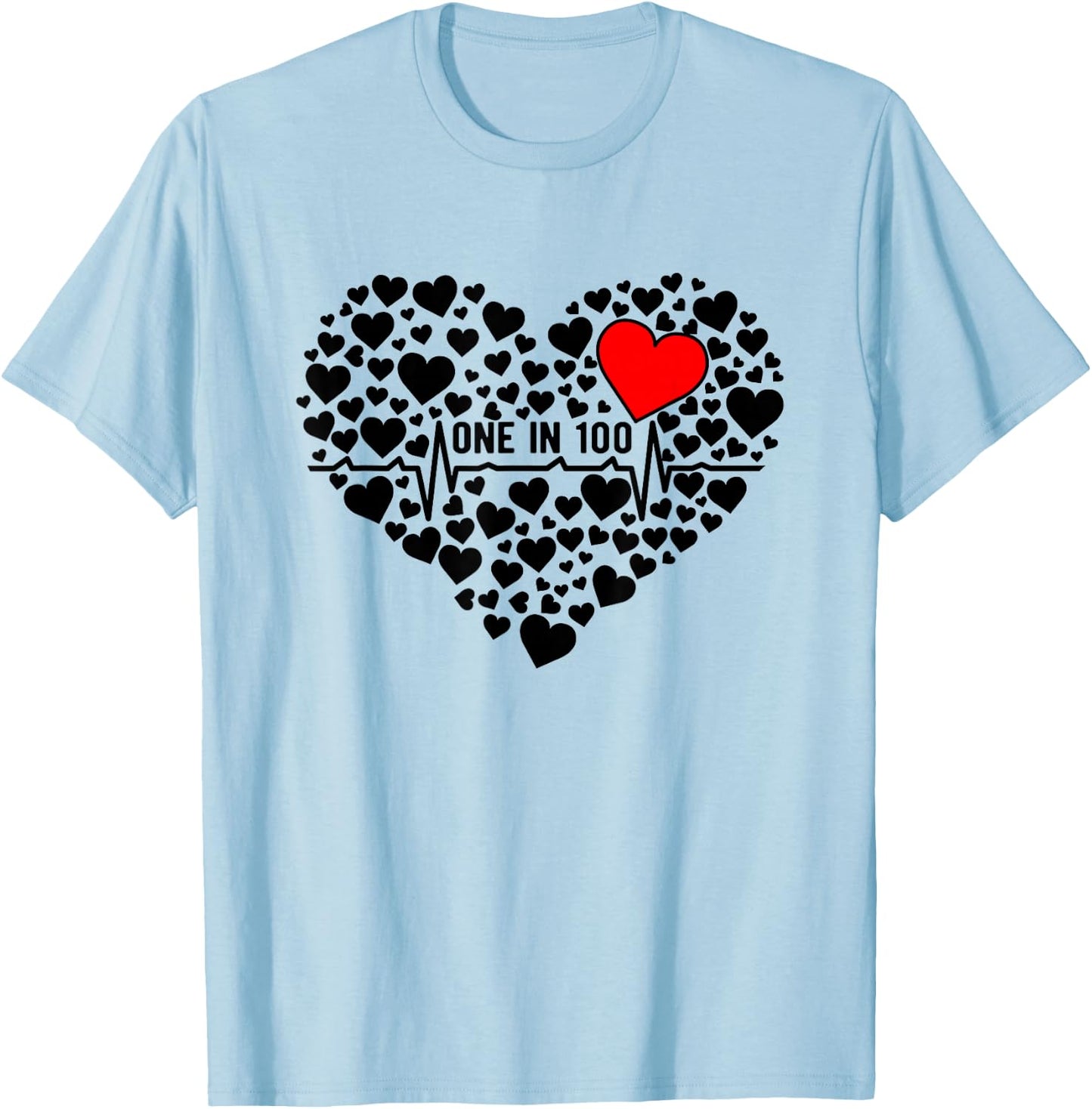 One In 100 CHD Warrior Congenital Heart Disease Awareness T-Shirt - T-Shirt | Light Blue