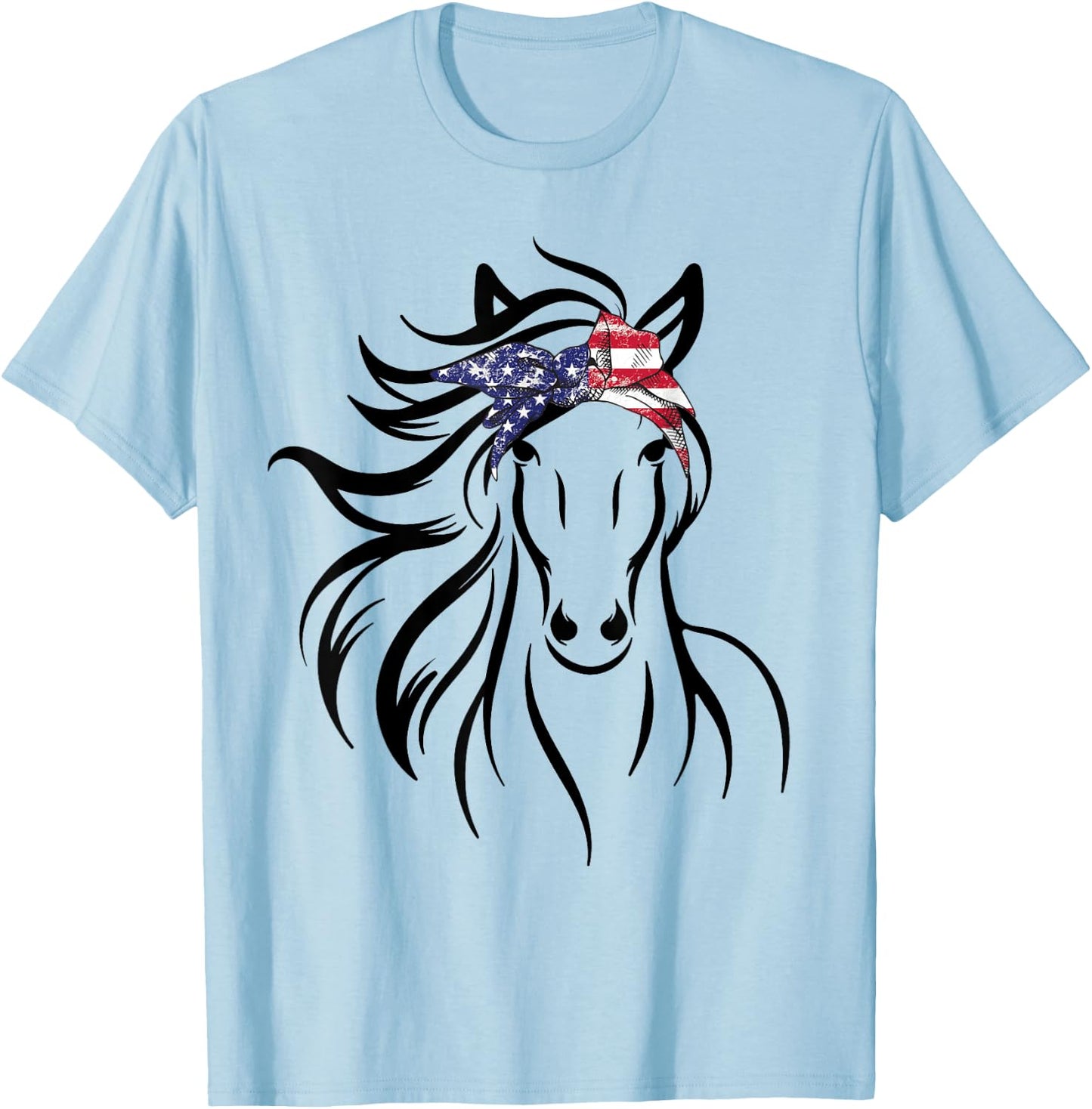 Women Horse Bandana for Horseback Riding Horse Lover T-Shirt - T-Shirt | Light Blue