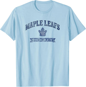 Toronto Maple Leafs Vintage Hockey Gray Officially Licensed T-Shirt - T-Shirt | Light Blue