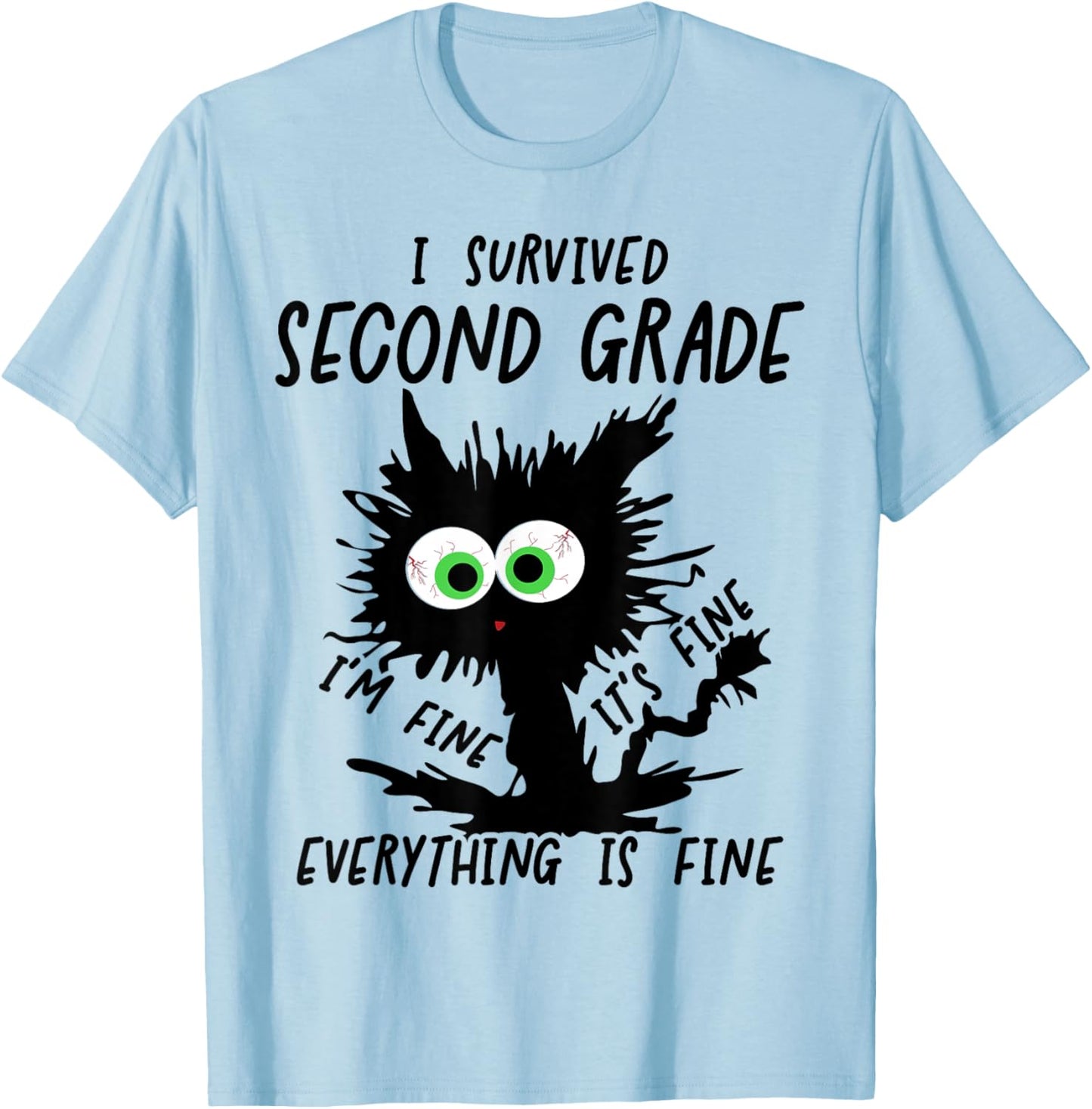 I Survived Second Grade Cat T-Shirt - T-Shirt | Light Blue