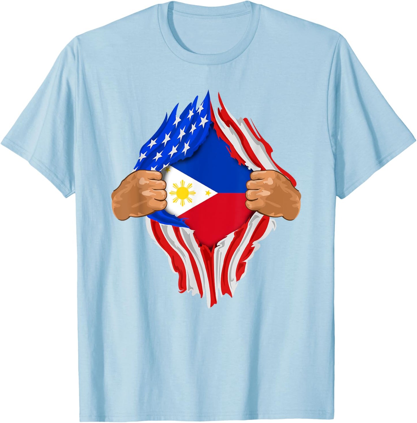 Filipino Blood Inside Me | The Philippines Flag Gift T-Shirt - T-Shirt | Light Blue