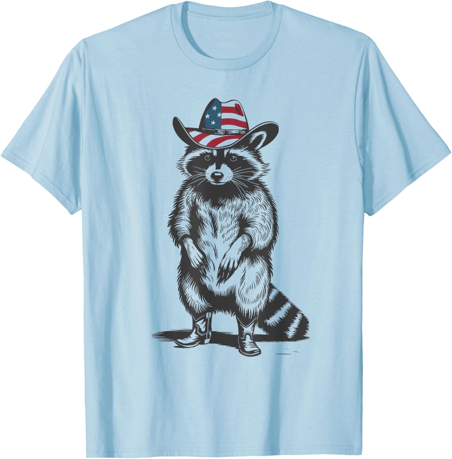 Vintage Racoon Trash Panda Cowboy Western Country Cowgirl T-Shirt - T-Shirt | Light Blue