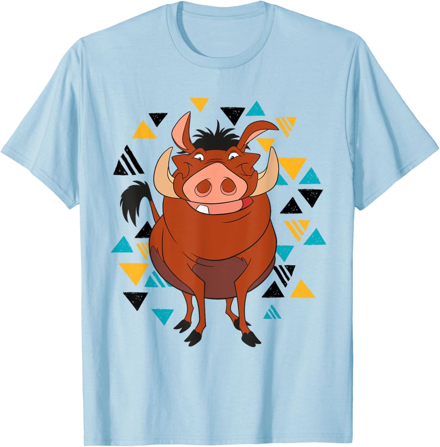 Disney The Lion King Pumbaa 90s Triangles T-Shirt - T-Shirt | Light Blue