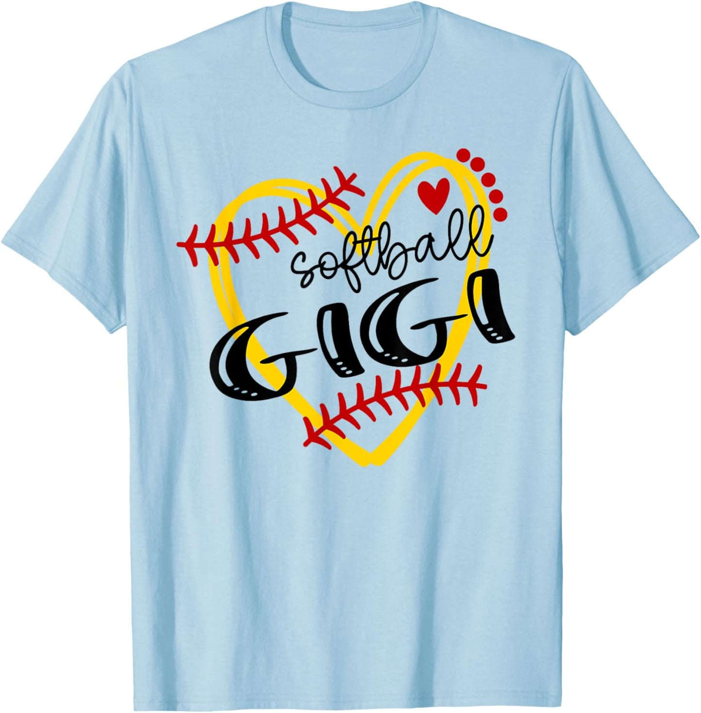 Personalized Softball Heart Cute Gigi Women Softball T-Shirt - T-Shirt | Light Blue