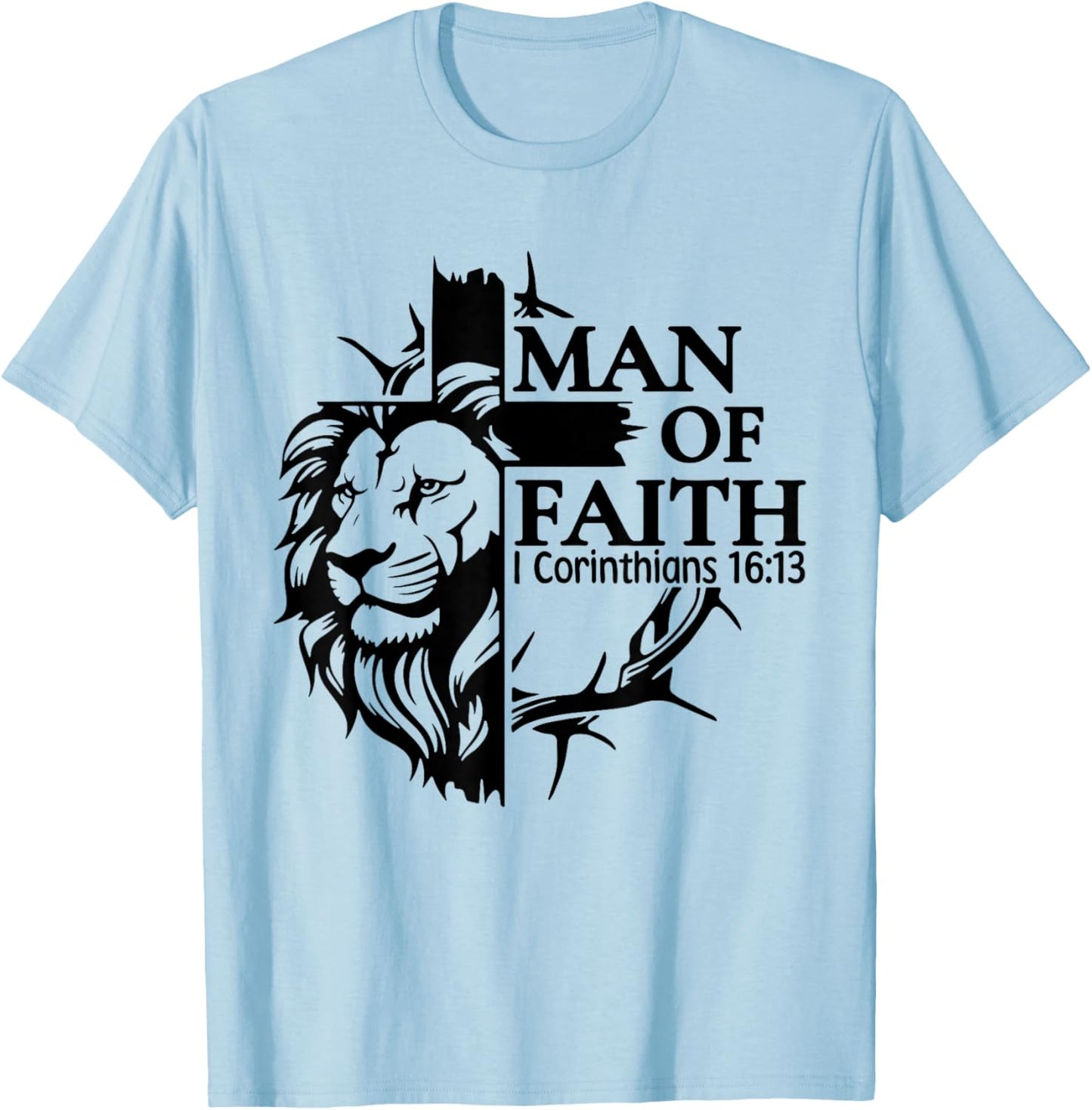 Faith, God, Religious, Man of Faith, Believe, Faith Cross T-Shirt - T-Shirt | Light Blue