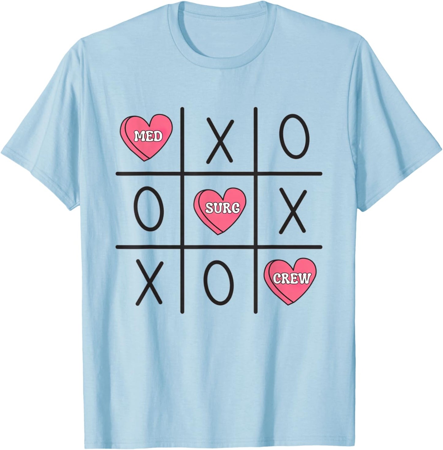 Women Med Surg Nurse Valentine's Day Medical Surgical Staff T-Shirt - T-Shirt | Light Blue