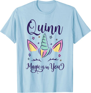 First Name Quinn Personalized I Love Quinn T-Shirt - T-Shirt | Light Blue