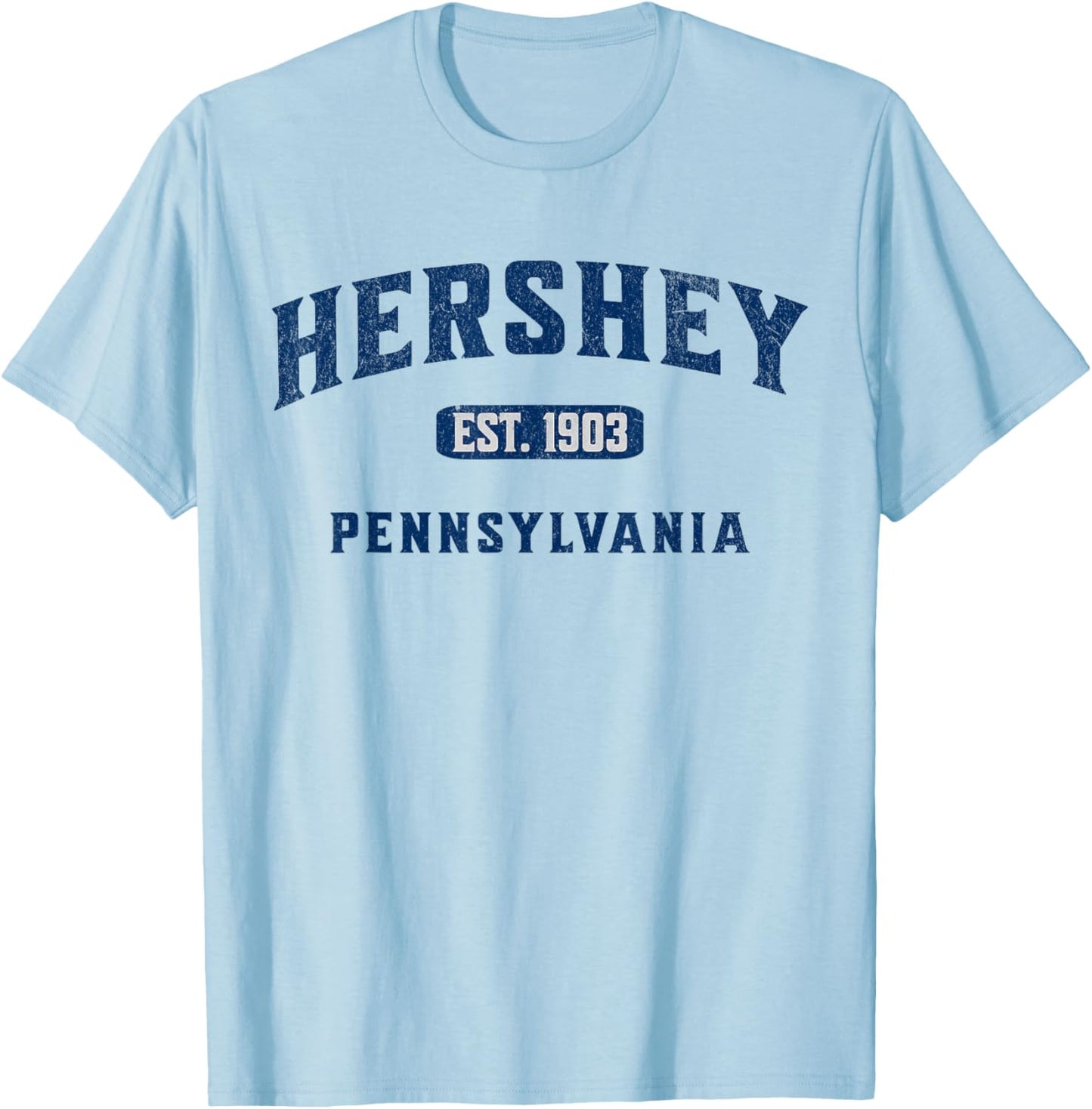 Visit Hershey Pennsylvania Vintage Athletic Souvenir T-Shirt - T-Shirt | Light Blue