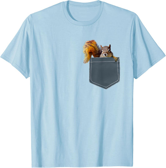 Cute Squirrel in Pocket Shirt , Women, Kids T-Shirt - T-Shirt | Light Blue