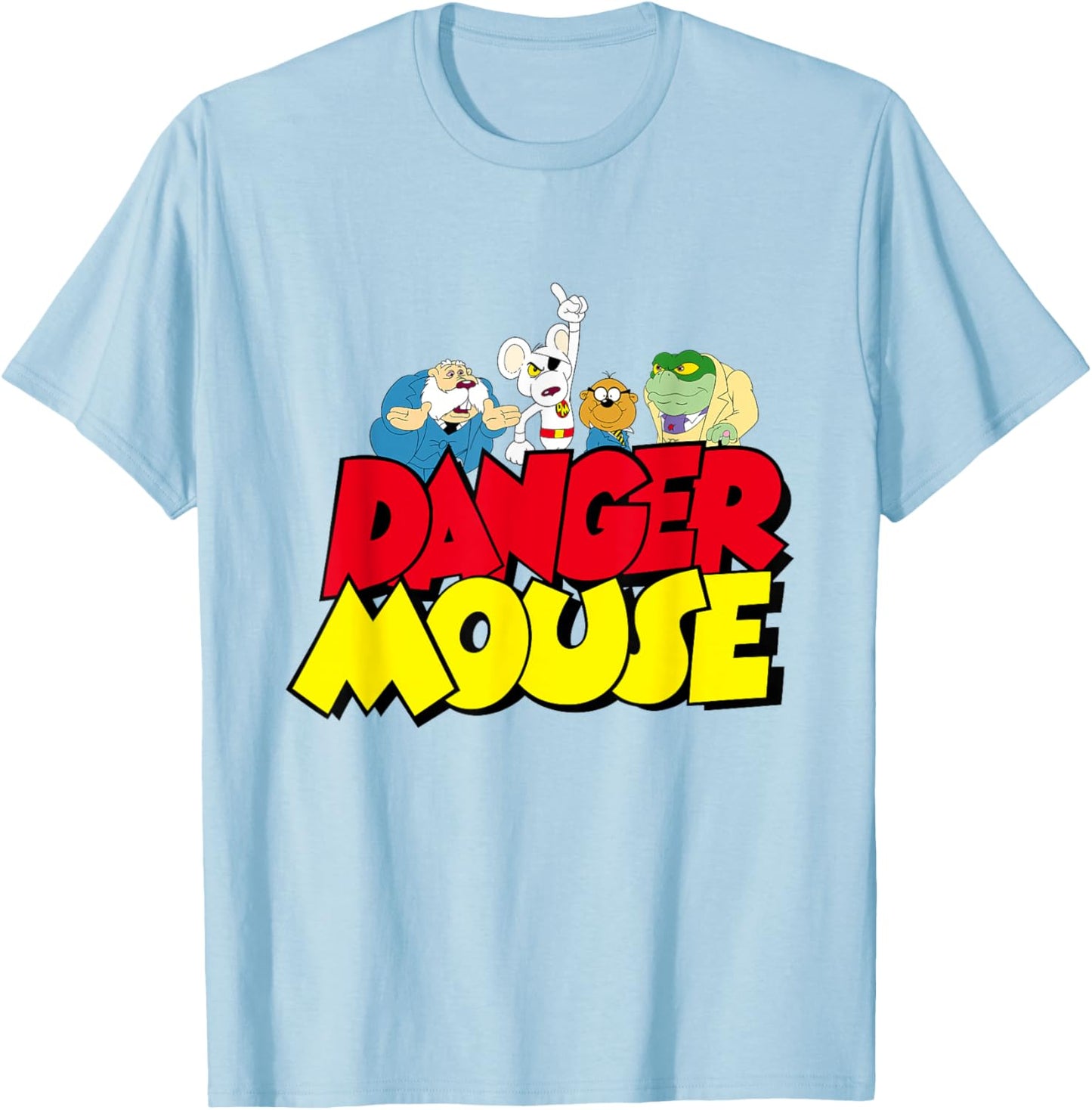 Danger Mouse Logo With Characters T-Shirt - T-Shirt | Light Blue