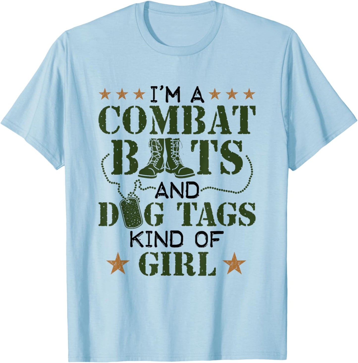 Women Military Veteran Combat Boots Dog Tags Kind Of Girl T-Shirt - T-Shirt | Light Blue