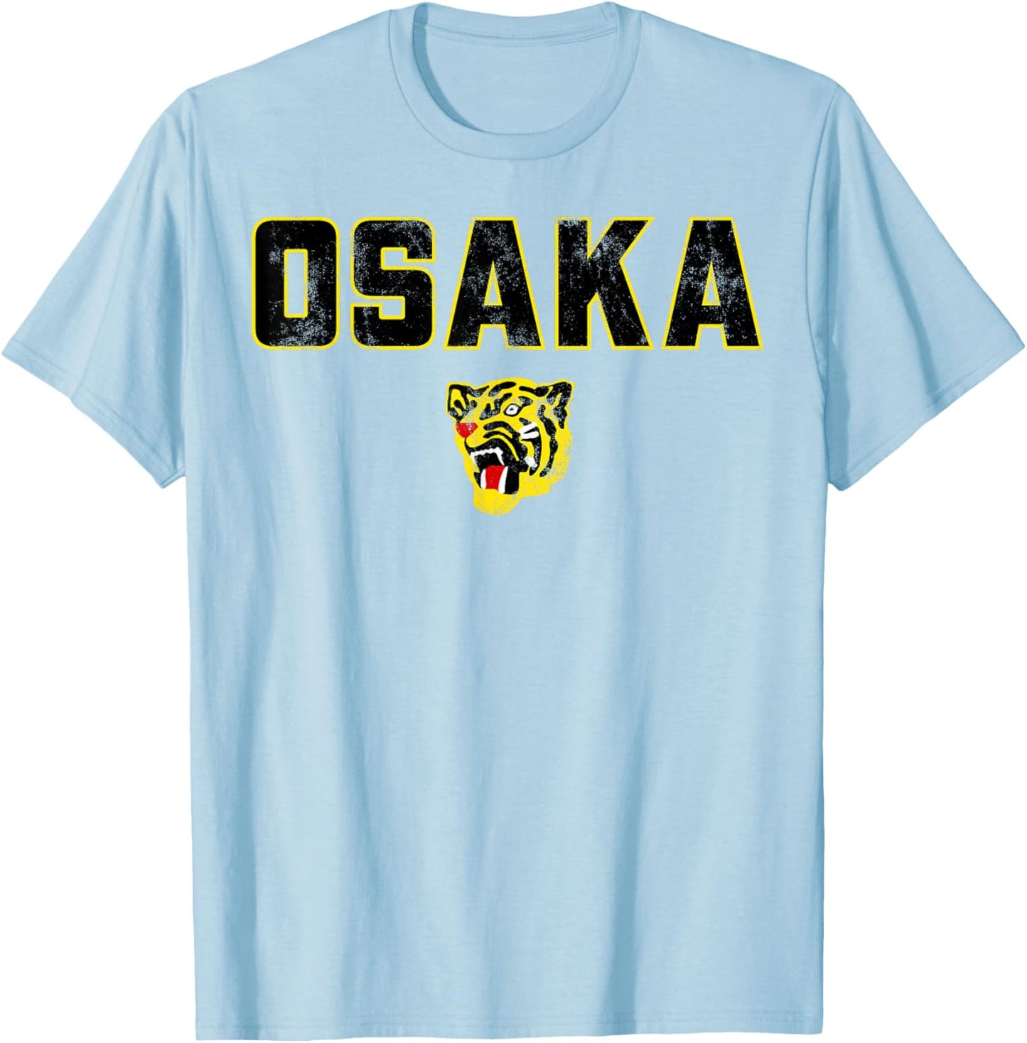 Osaka Tigers Vintage Japanese Baseball (Black) T-Shirt - T-Shirt | Light Blue