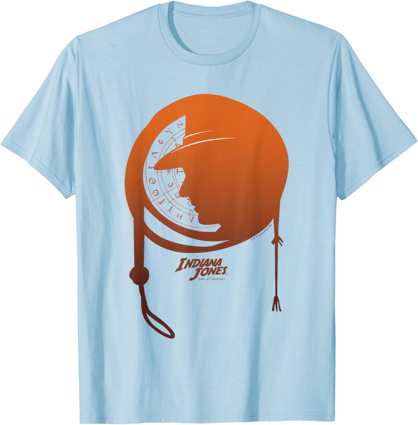 Indiana Jones and The Dial of Destiny Whip Shadow Portrait T-Shirt - T-Shirt | Light Blue