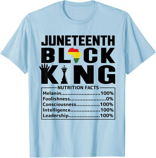 Juneteenth Black King Nutritional Facts Afro Black Pride Men T-Shirt - T-Shirt | Light Blue