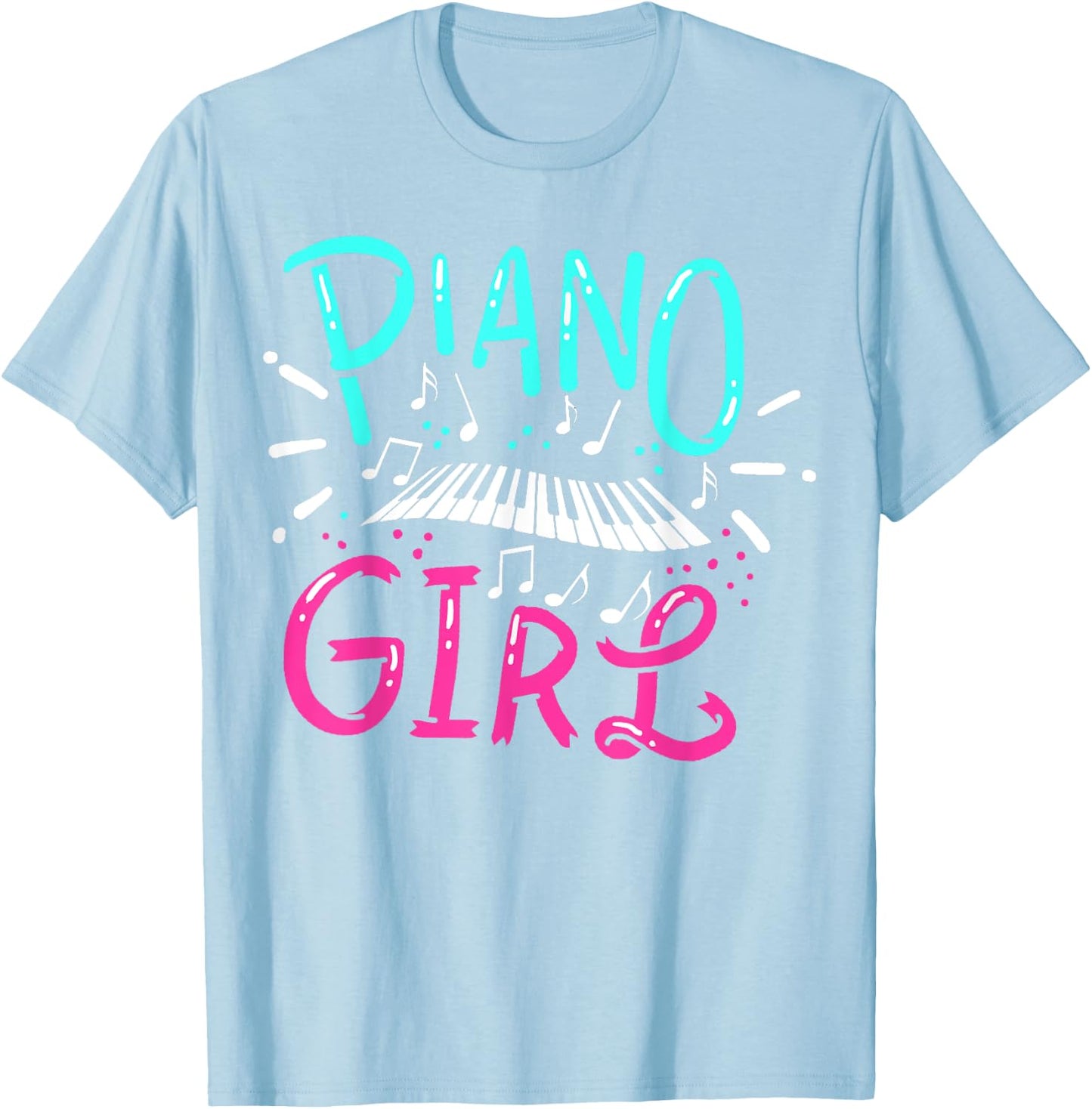 Piano Girl Pianist Music Notes Gift T-Shirt - T-Shirt | Light Blue
