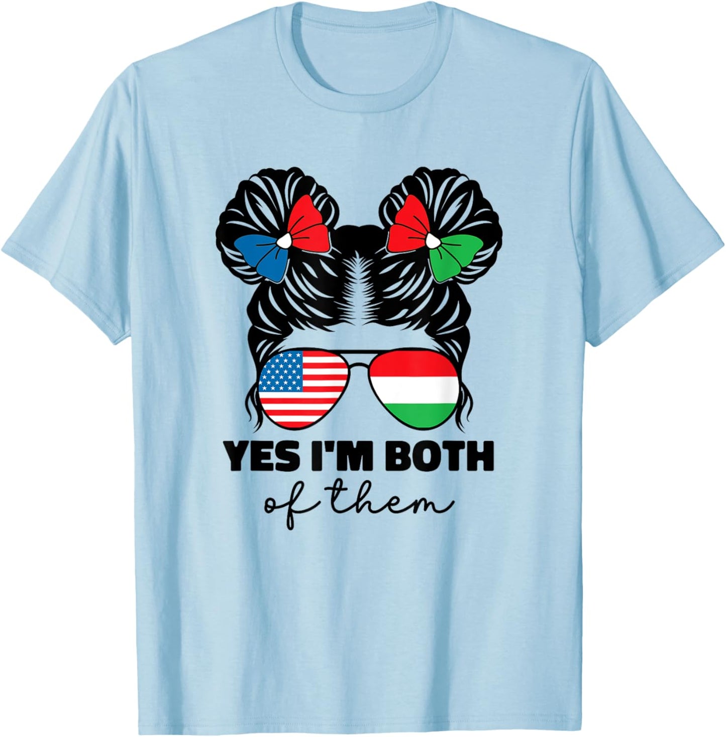 Half Hungarian And American Hungary Flag Magyar Kids Girl T-Shirt - T-Shirt | Light Blue