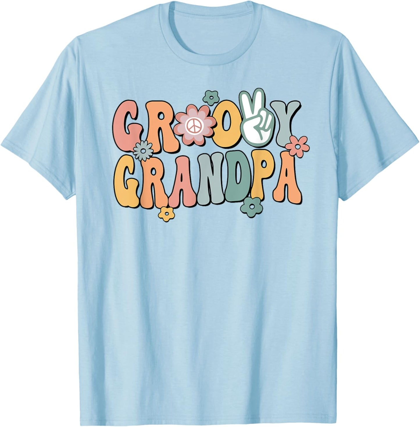 Groovy Grandpa Retro Opa Matching Family 1st Birthday Party T-Shirt - T-Shirt | Light Blue