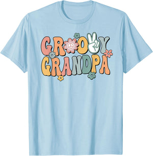 Groovy Grandpa Retro Opa Matching Family 1st Birthday Party T-Shirt - T-Shirt | Light Blue