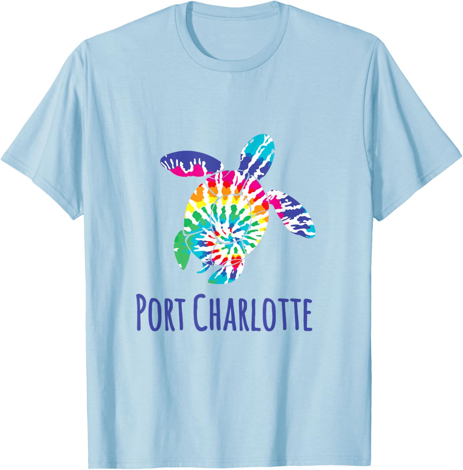 Port Charlotte Beach Florida Tie Dye Batik Loggerhead Turtle T-Shirt - T-Shirt | Light Blue