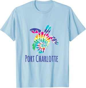 Port Charlotte Beach Florida Tie Dye Batik Loggerhead Turtle T-Shirt - T-Shirt | Light Blue