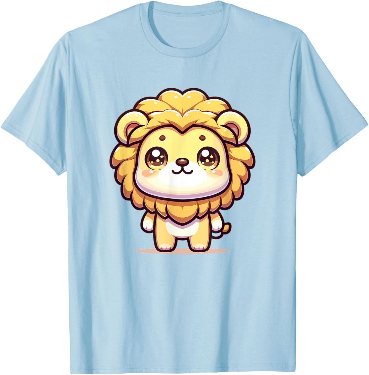 Adorable Cute Japanese Kawaii Chibi Lion T-Shirt - T-Shirt | Light Blue