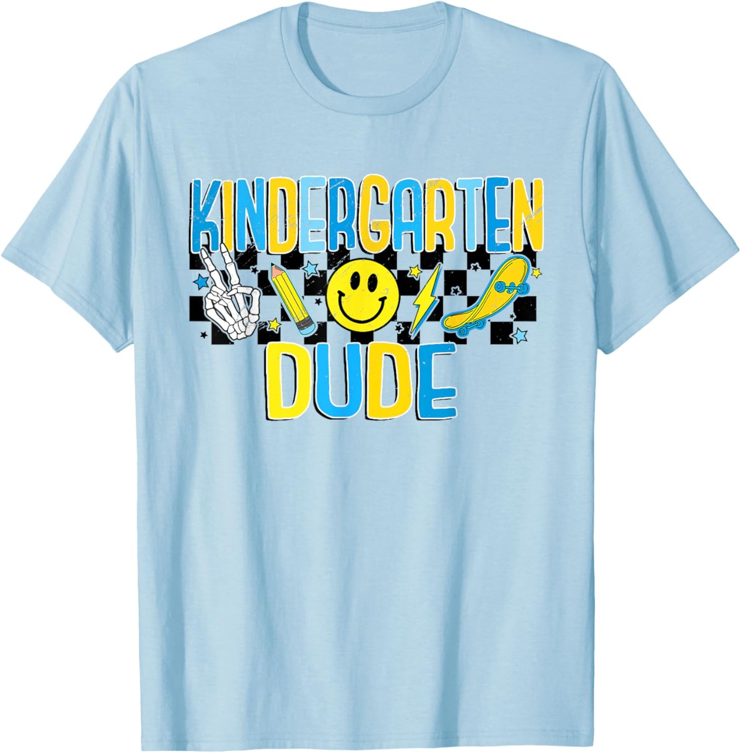 Retro Kindergarten DUDE Boys Roller Skate Toddler Kids T-Shirt - T-Shirt | Light Blue