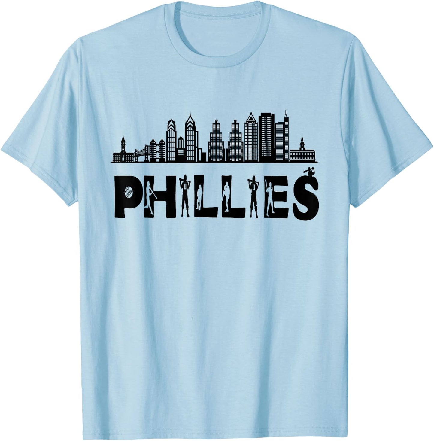 Funny Vintage Philly Baseball Lovers Baseball Fans T-Shirt - T-Shirt | Light Blue