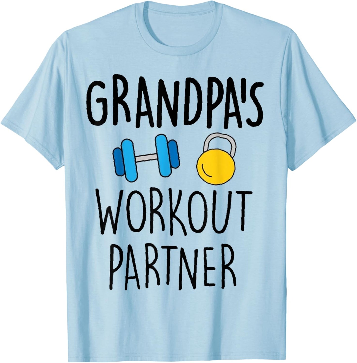 Grandpa's Workout Partner Gym Baby Funny T-Shirt - T-Shirt | Light Blue