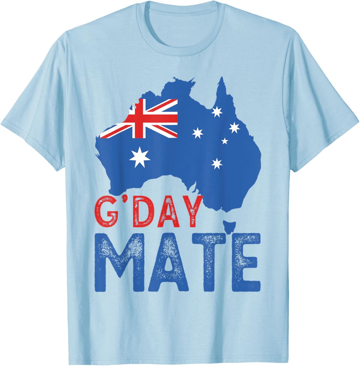 Aussies G'Day Mate Shirt Funny Australia Map Good Day T-Shirt - T-Shirt | Light Blue
