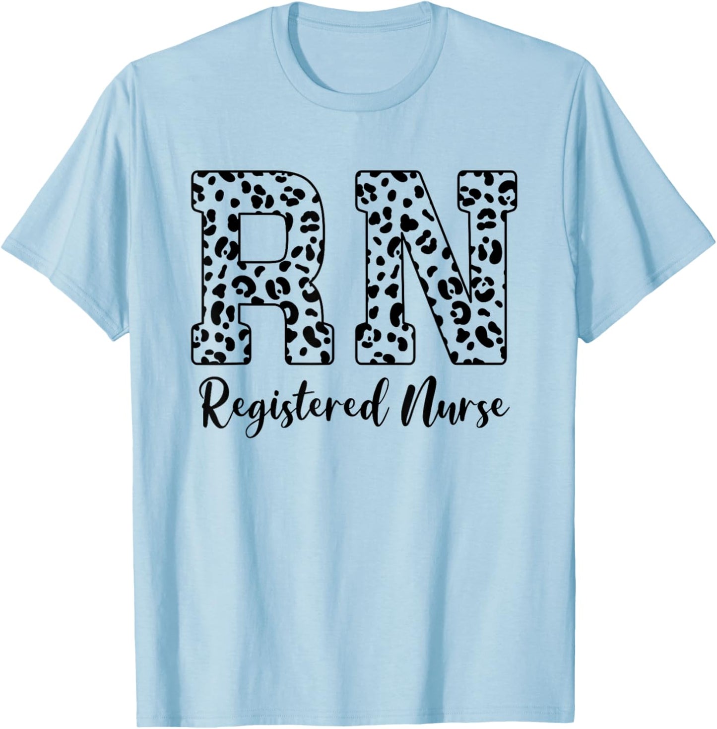 Women Registered Nurse - RN Nursing Leopard Print Nurse Day T-Shirt - T-Shirt | Light Blue