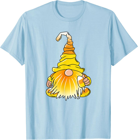 Halloween Cute Gnome Candy Corn T-Shirt - T-Shirt | Light Blue