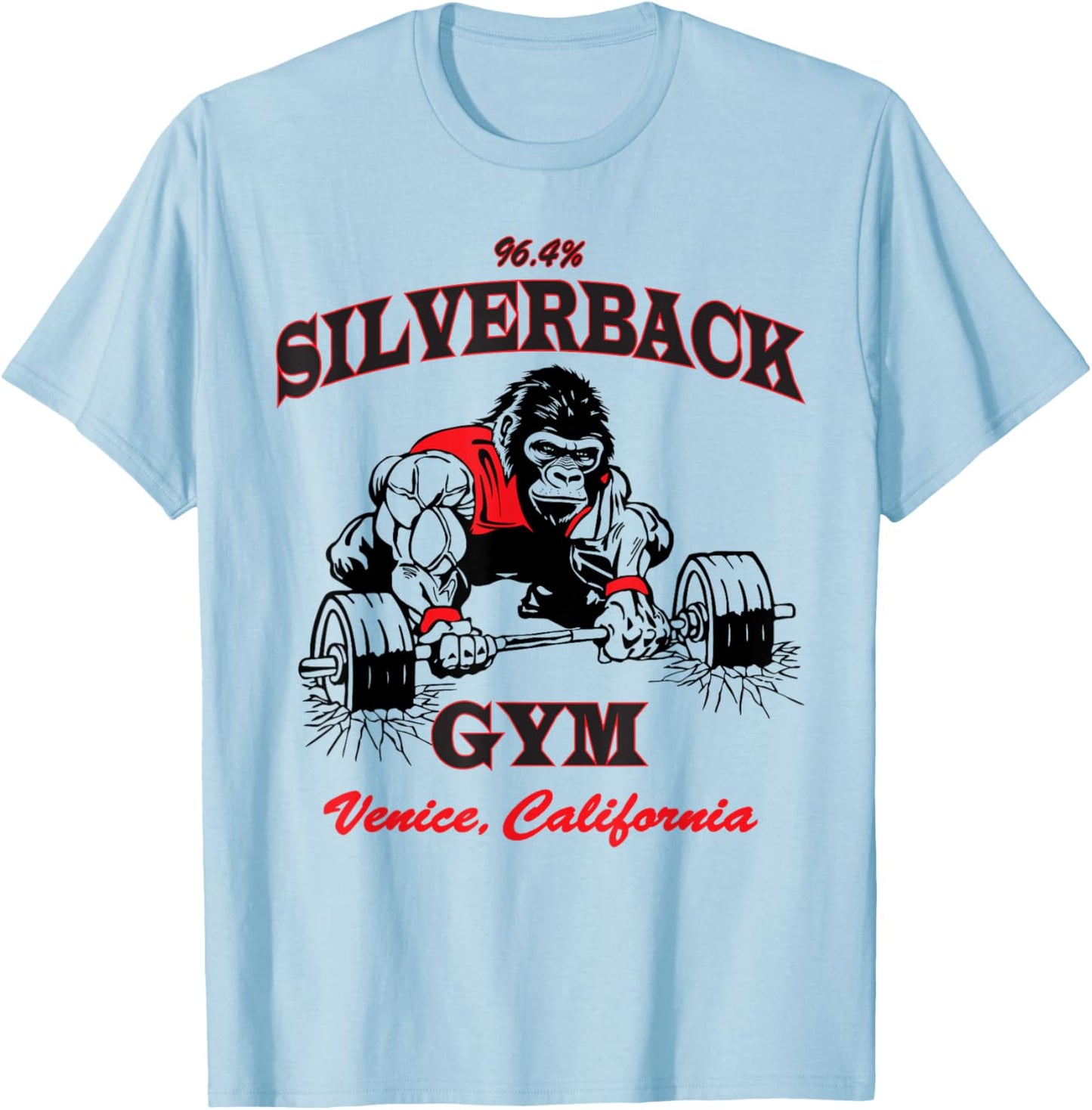 96.4% Silverback gym apparel, body building, gym Venice retr T-Shirt - T-Shirt | Light Blue