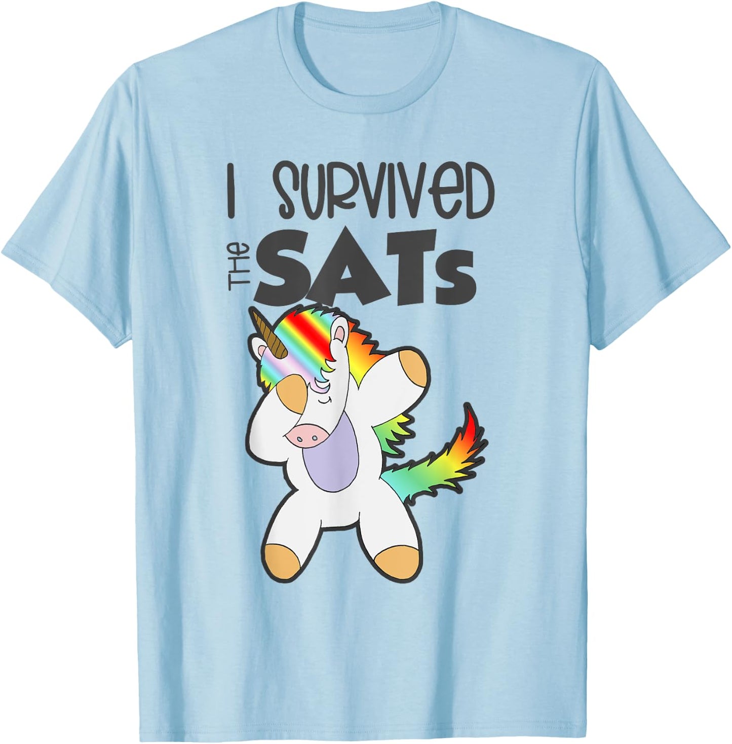I Survived the SATs Dabbing Unicorn Test Day Exam Education T-Shirt - T-Shirt | Light Blue