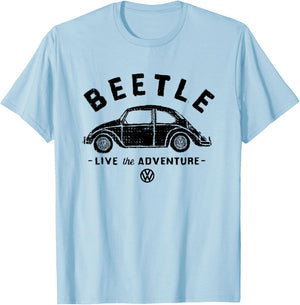Volkswagen Beetle Black Live The Adventure T-Shirt - T-Shirt | Light Blue