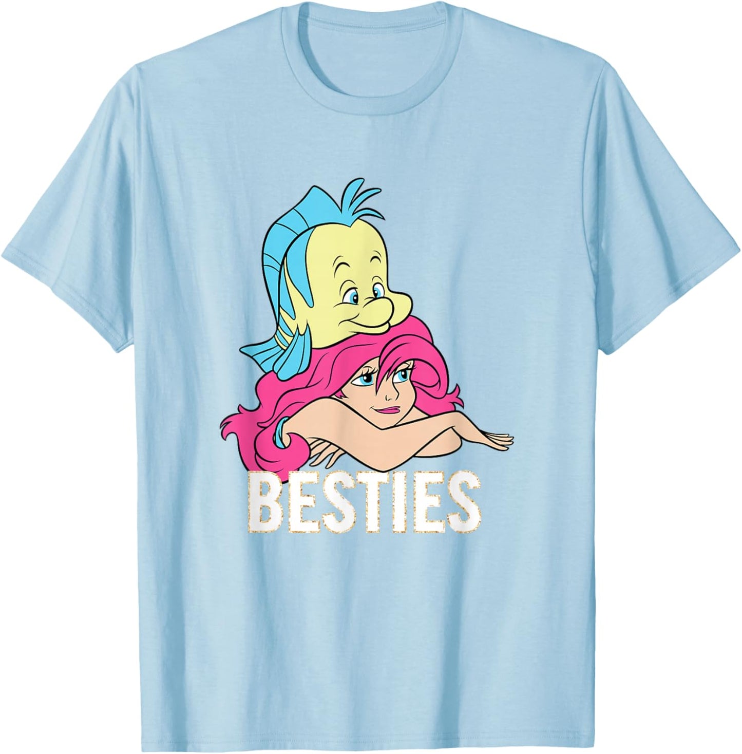 Disney The Little Mermaid Ariel And Flounder Besties Retro T-Shirt - T-Shirt | Light Blue