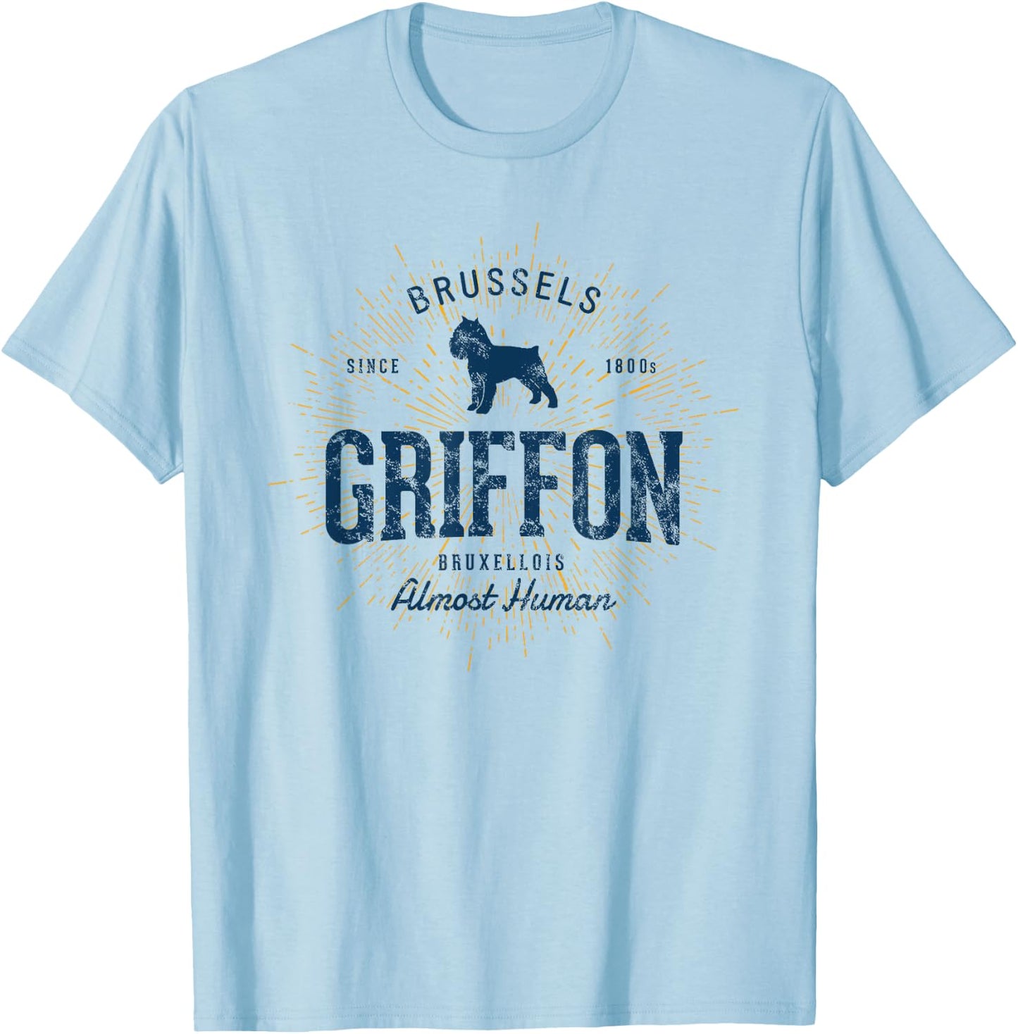 Retro Vintage Brussels Griffon T-Shirt - T-Shirt | Light Blue