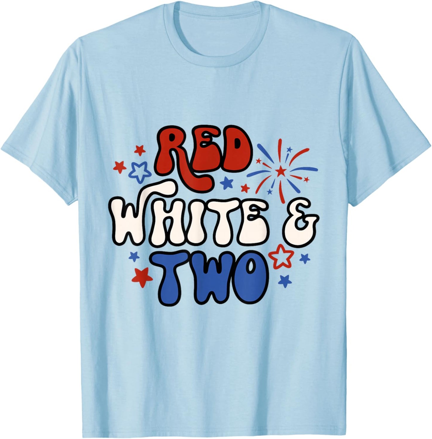 Kids Red White & Two 2nd Birthday 4th Of July T-Shirt - T-Shirt | Light Blue