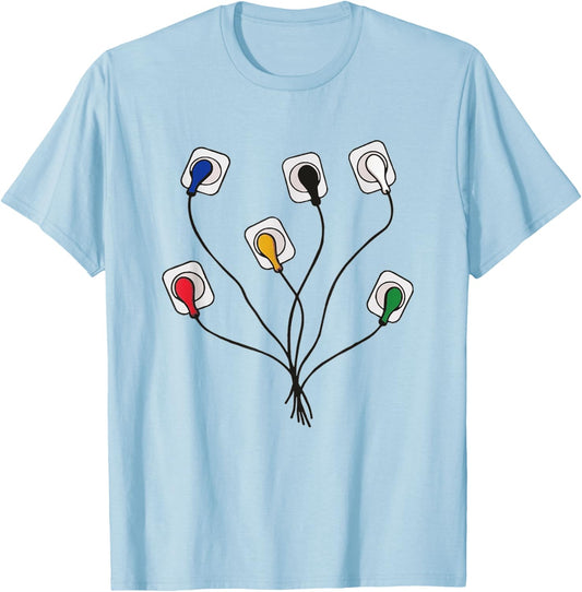 EKG Leads Cheat Sheet Nursing ECG ICU Telemetry Tech RN ER T-Shirt - T-Shirt | Light Blue