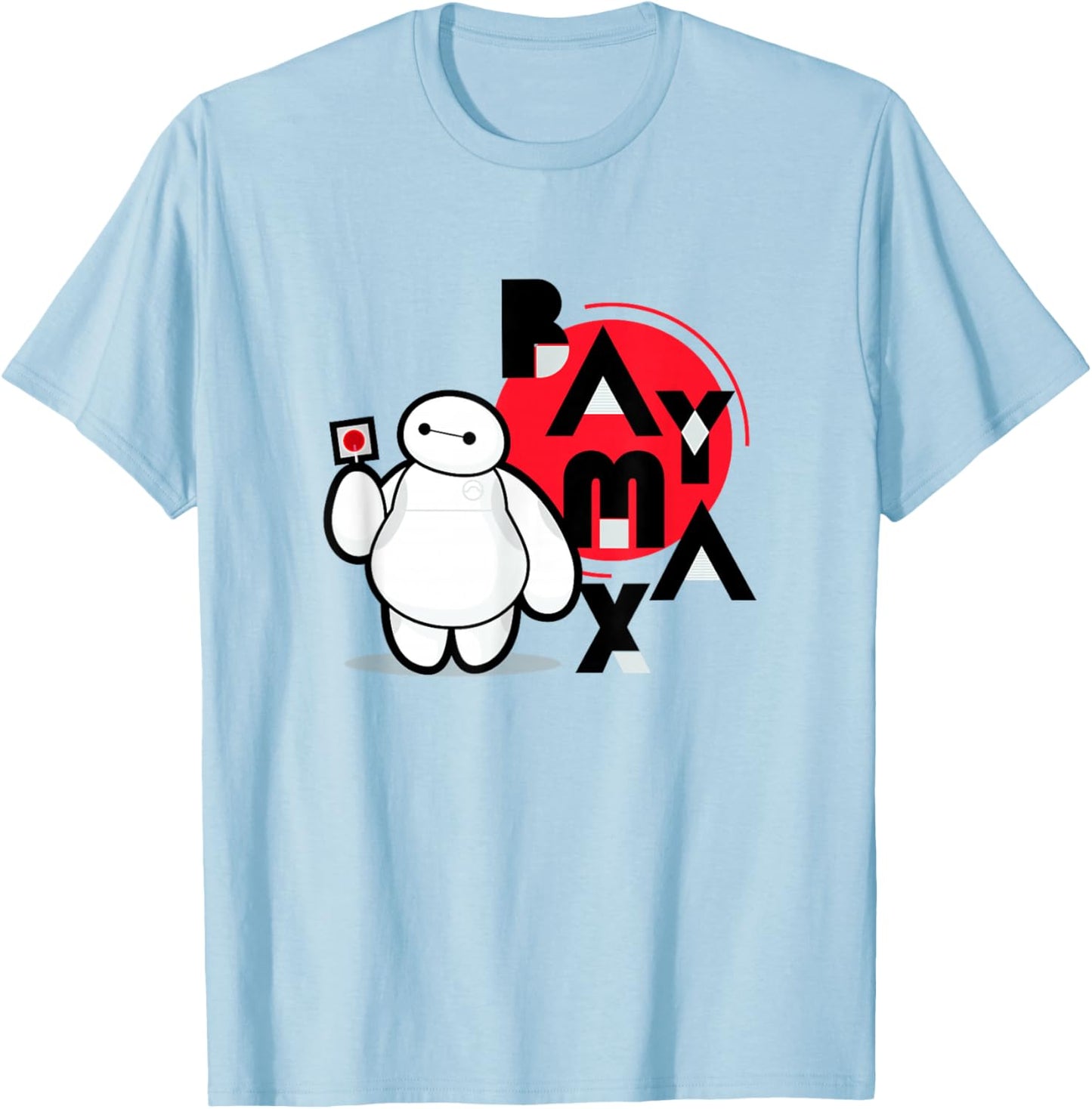 Disney Big Hero 6 Baymax With Lollipop Cute Chibi Shot T-Shirt - T-Shirt | Light Blue