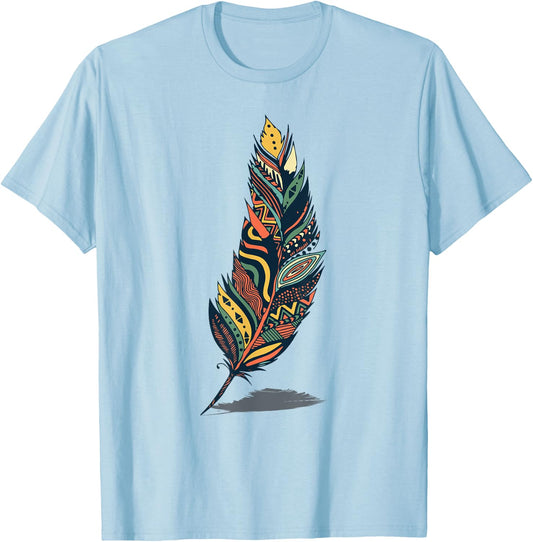 vintage colorful indigenous bird feather Symbol tribal T-Shirt - T-Shirt | Light Blue